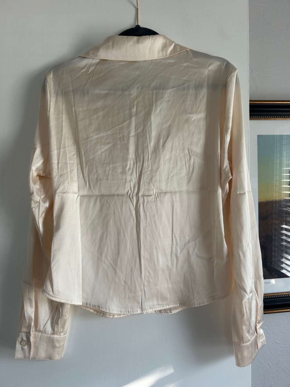 Love Tree Cream Ruched Button-Down Shirt - Picture 4 of 4